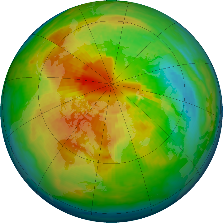 Arctic ozone map for 09 March 1993